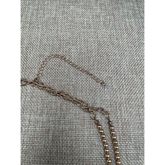 Modernist Gold Spike Geometric Bib Statement Runway Necklace Double Chain - Picture 4 of 9